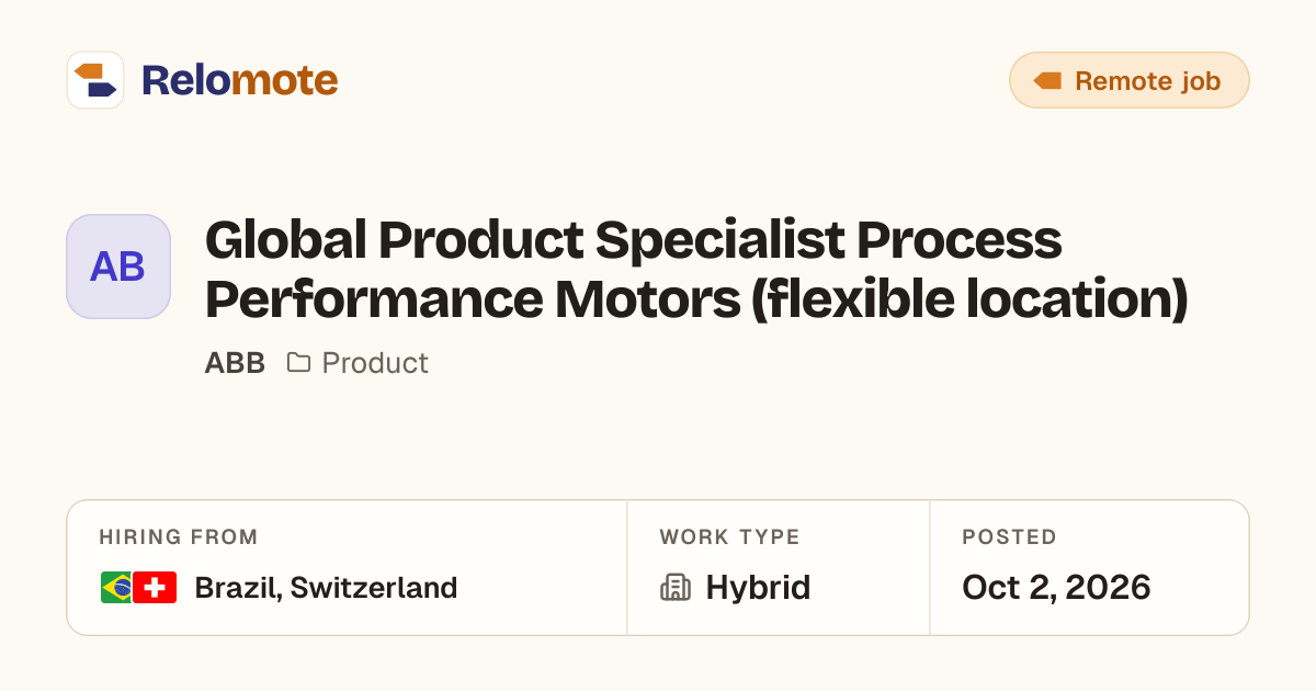 Global Product Specialist Process Performance Motors (flexible…