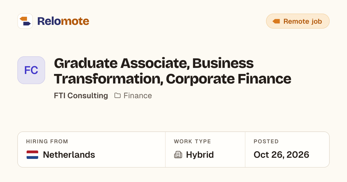 Graduate Associate, Business Transformation, Corporate Finance at…