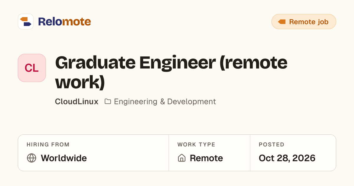 Graduate Engineer (remote work) at CloudLinux | Relomote