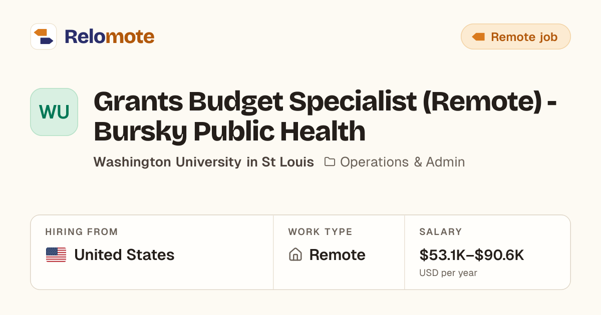 Grants Budget Specialist (Remote) - Bursky Public Health at…