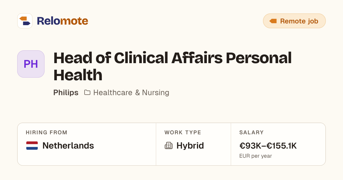 Head of Clinical Affairs Personal Health at Philips | Relomote