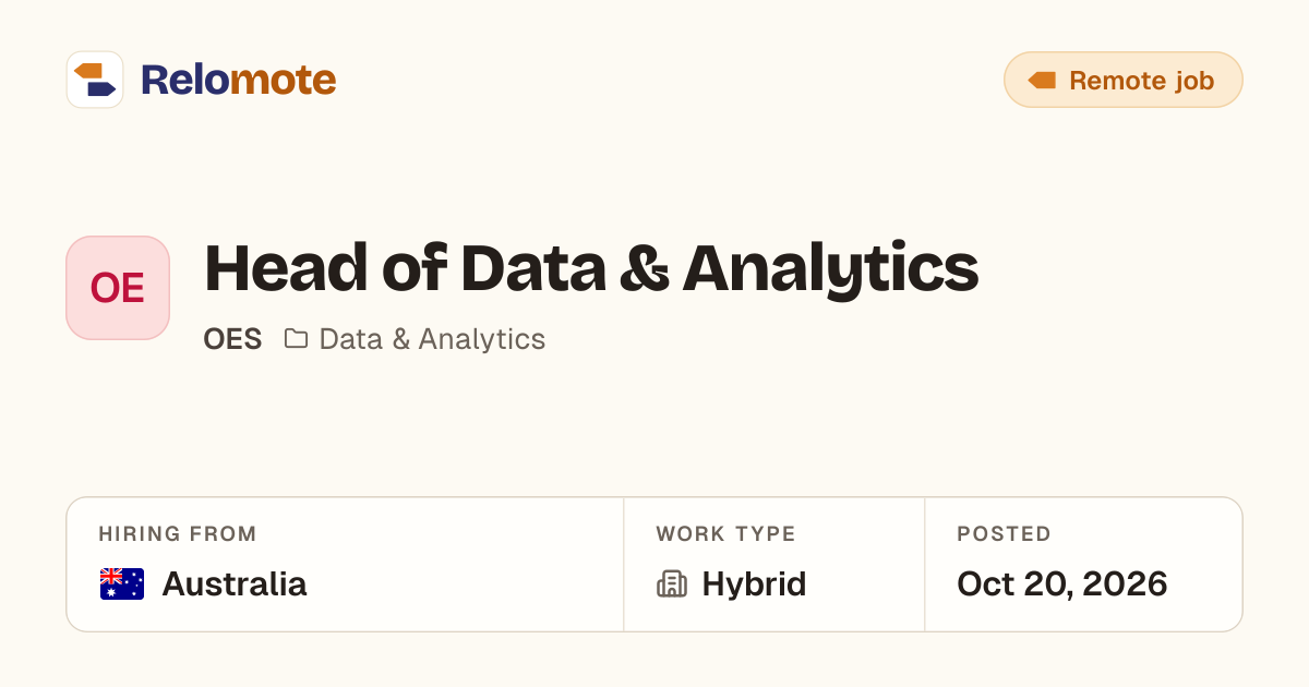 Head of Data & Analytics at OES | Relomote