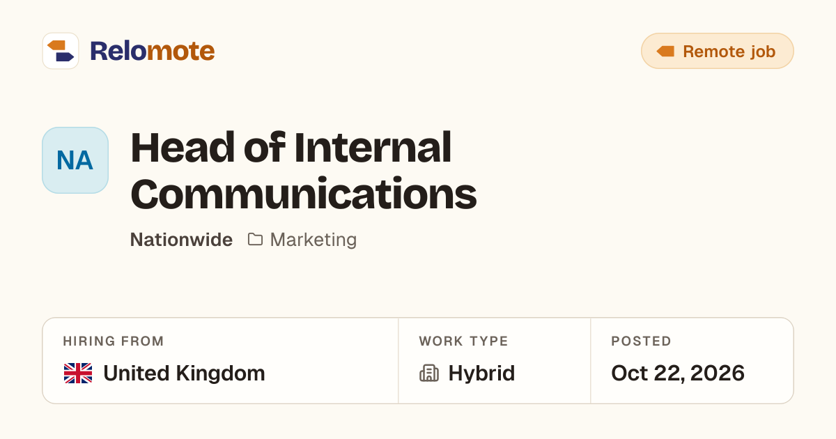 Head of Internal Communications at Nationwide | Relomote