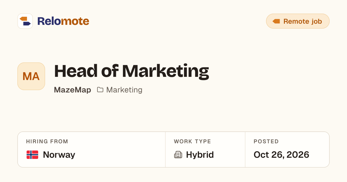 Head of Marketing at MazeMap | Relomote