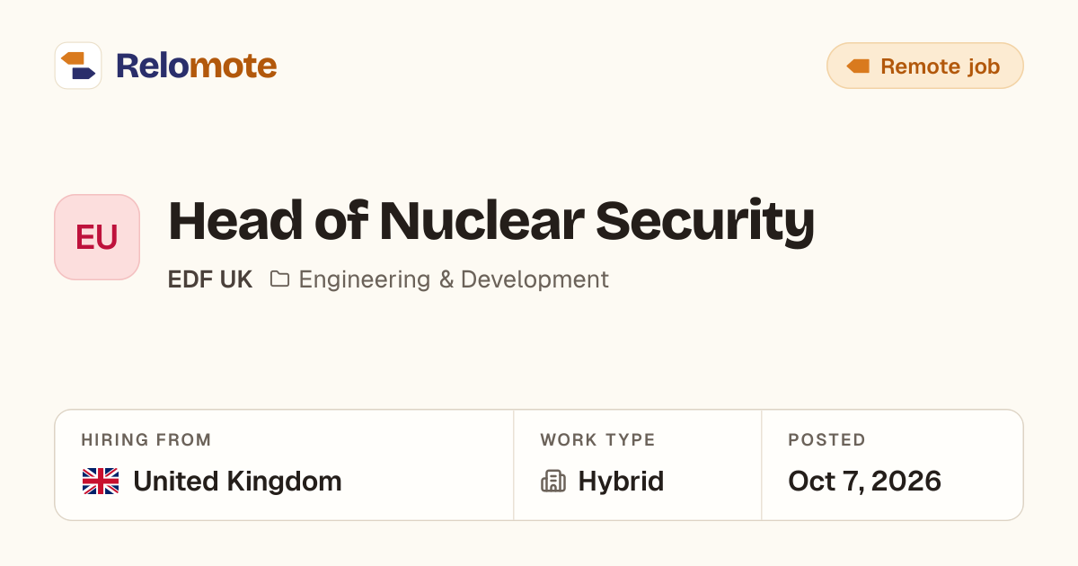 Head of Nuclear Security at EDF UK | Relomote