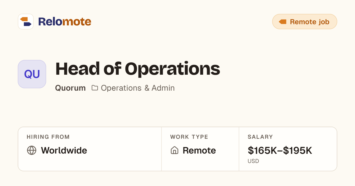 Head of Operations at Quorum | Relomote