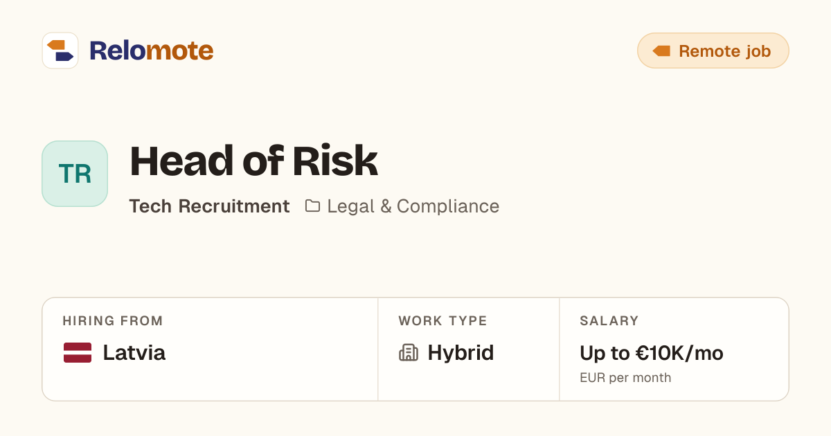 Head of Risk at Tech Recruitment | Relomote