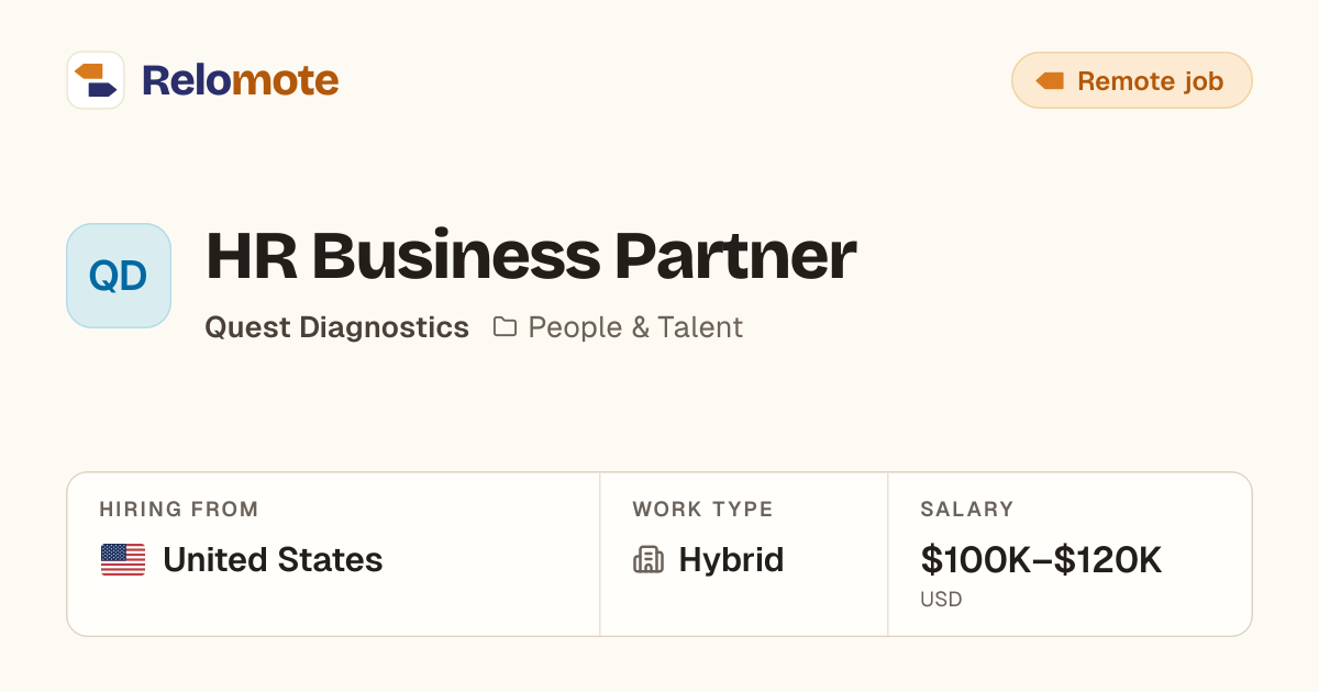 HR Business Partner at Quest Diagnostics | Relomote