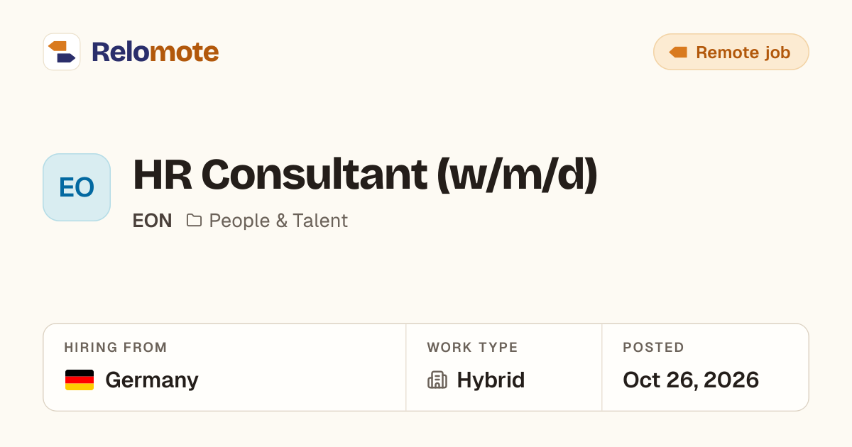 HR Consultant (w/m/d) at EON | Relomote