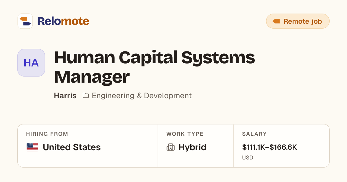 Human Capital Systems Manager at Harris | Relomote
