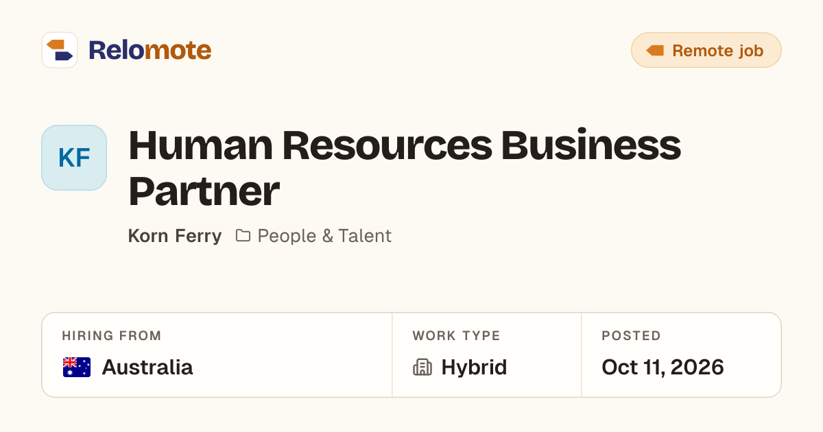 Human Resources Business Partner at Korn Ferry | Relomote
