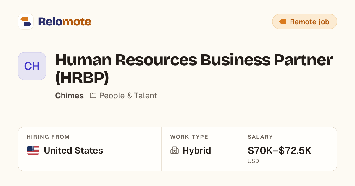Human Resources Business Partner (HRBP) at Chimes | Relomote