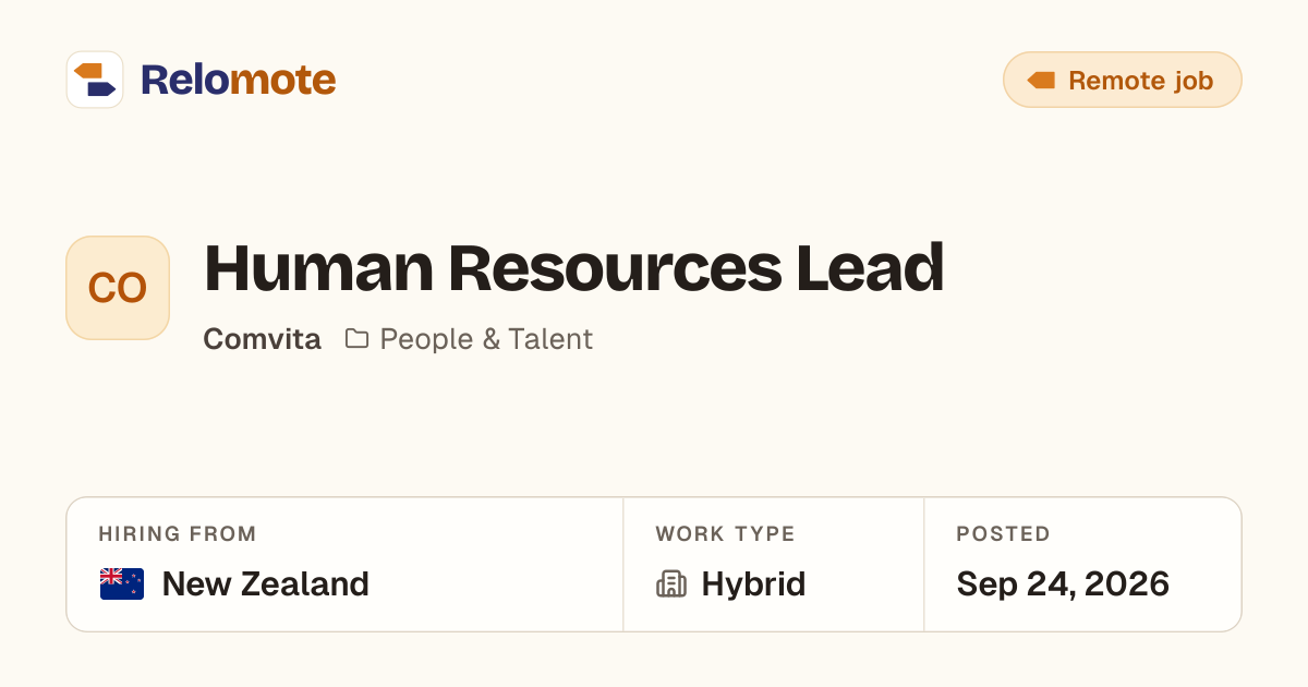 Human Resources Lead at Comvita | Relomote