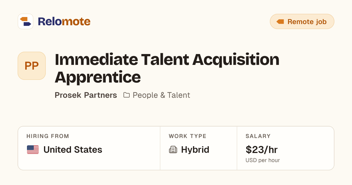 Immediate Talent Acquisition Apprentice at Prosek Partners | Relomote