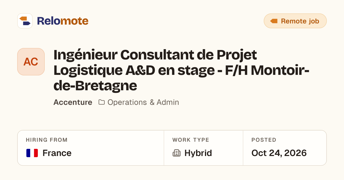 Ingénieur Consultant de Projet Logistique A&D en stage - F/H…