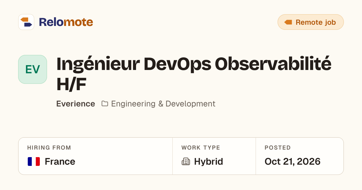 Ingénieur DevOps Observabilité H/F at Everience | Relomote