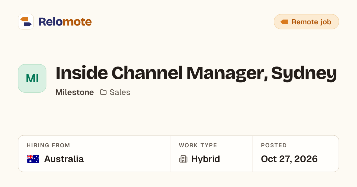 Inside Channel Manager, Sydney at Milestone | Relomote