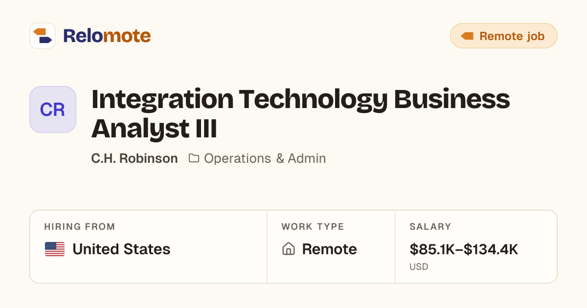 Integration Technology Business Analyst III at C.H. Robinson