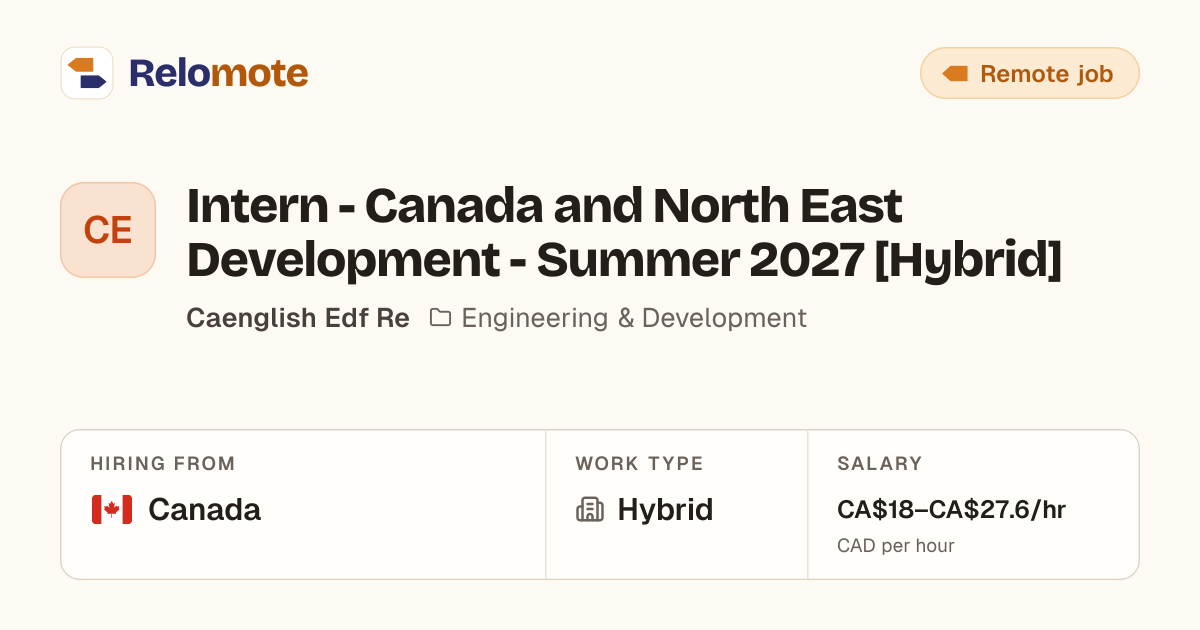 Intern - Canada and North East Development - Summer 2027 [Hybrid] at…