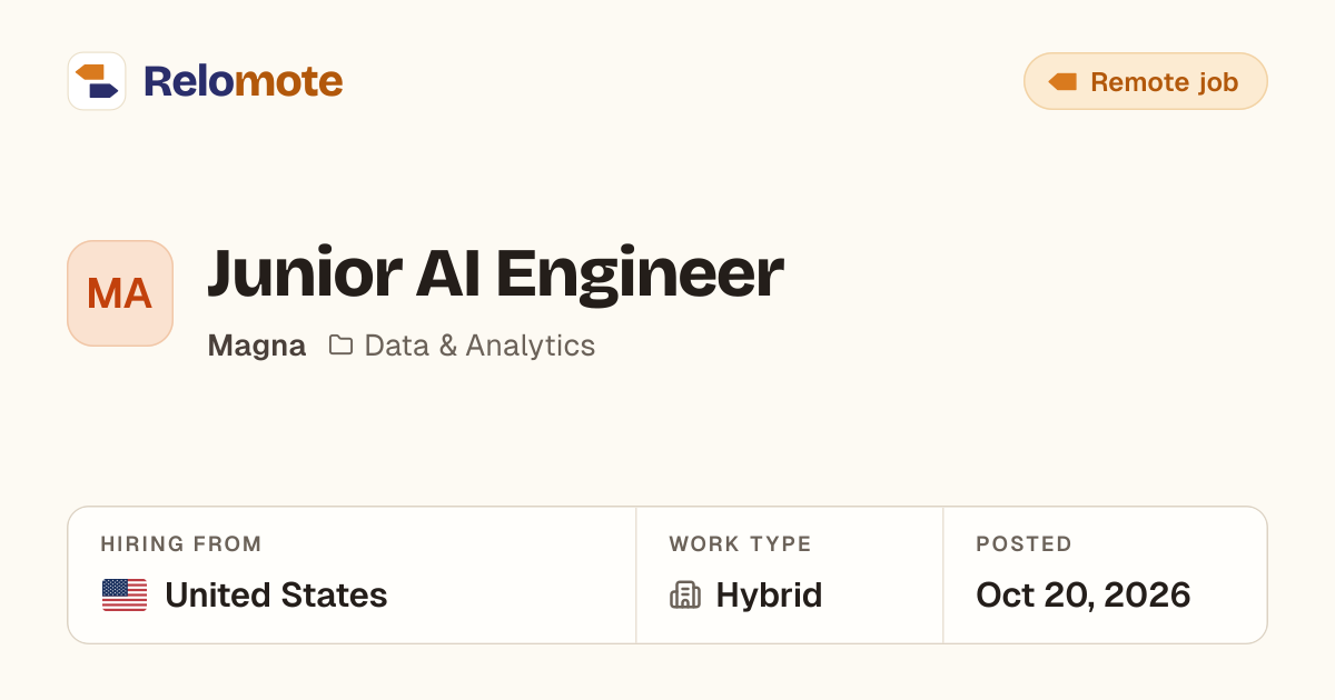 Junior AI Engineer at Magna | Relomote