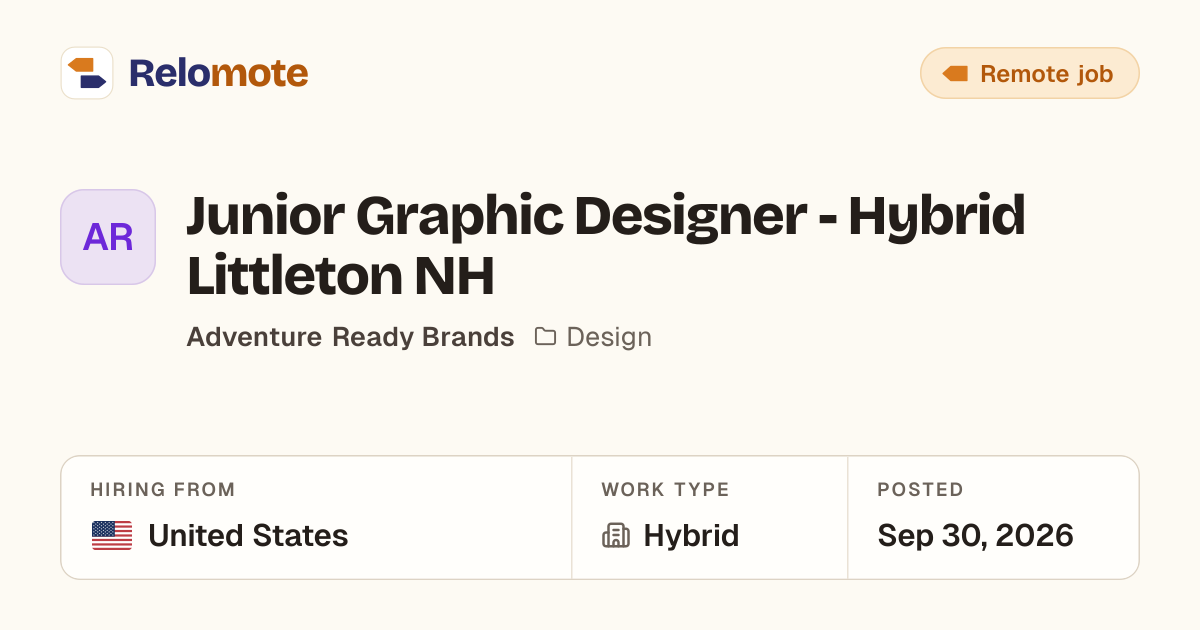 Junior Graphic Designer - Hybrid Littleton NH at Adventure Ready…