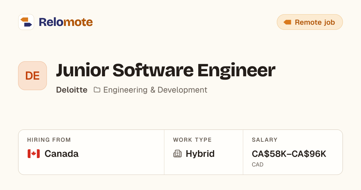 Junior Software Engineer at Deloitte | Relomote