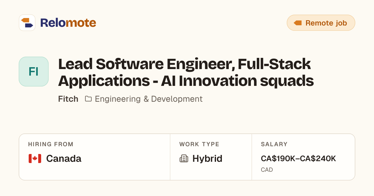 Lead Software Engineer, Full-Stack Applications - AI Innovation…