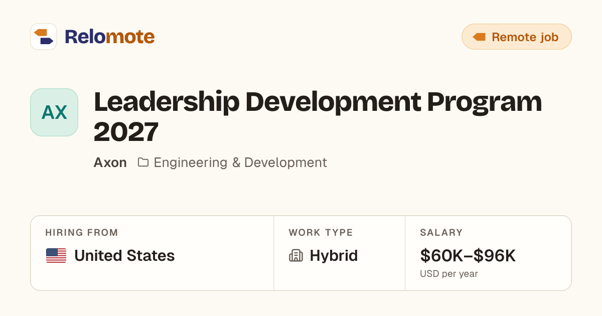 Leadership Development Program 2027 at Axon | Relomote