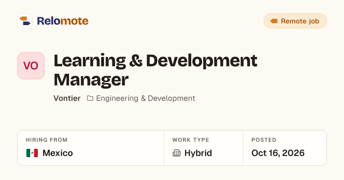 Learning & Development Manager at Vontier | Relomote