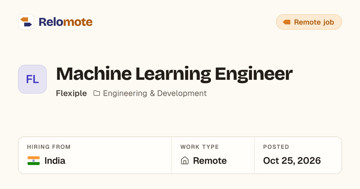 Machine Learning Engineer at Flexiple | Relomote