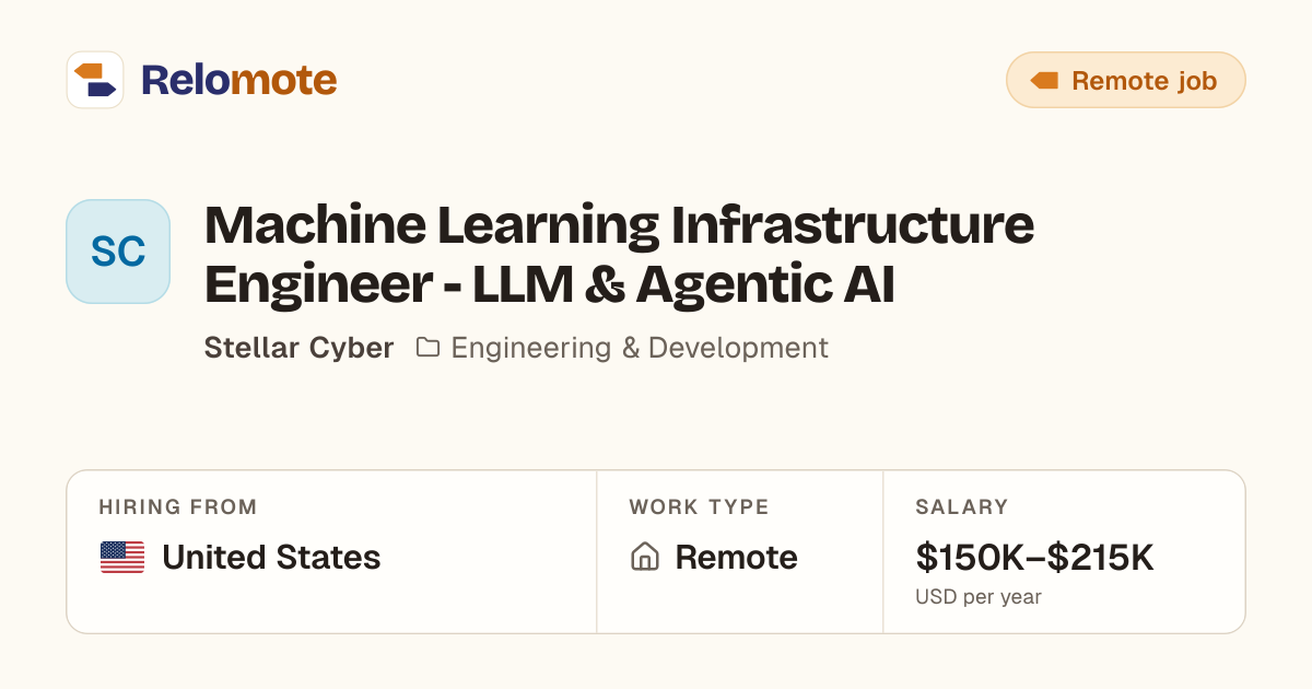 Machine Learning Infrastructure Engineer - LLM & Agentic AI at…