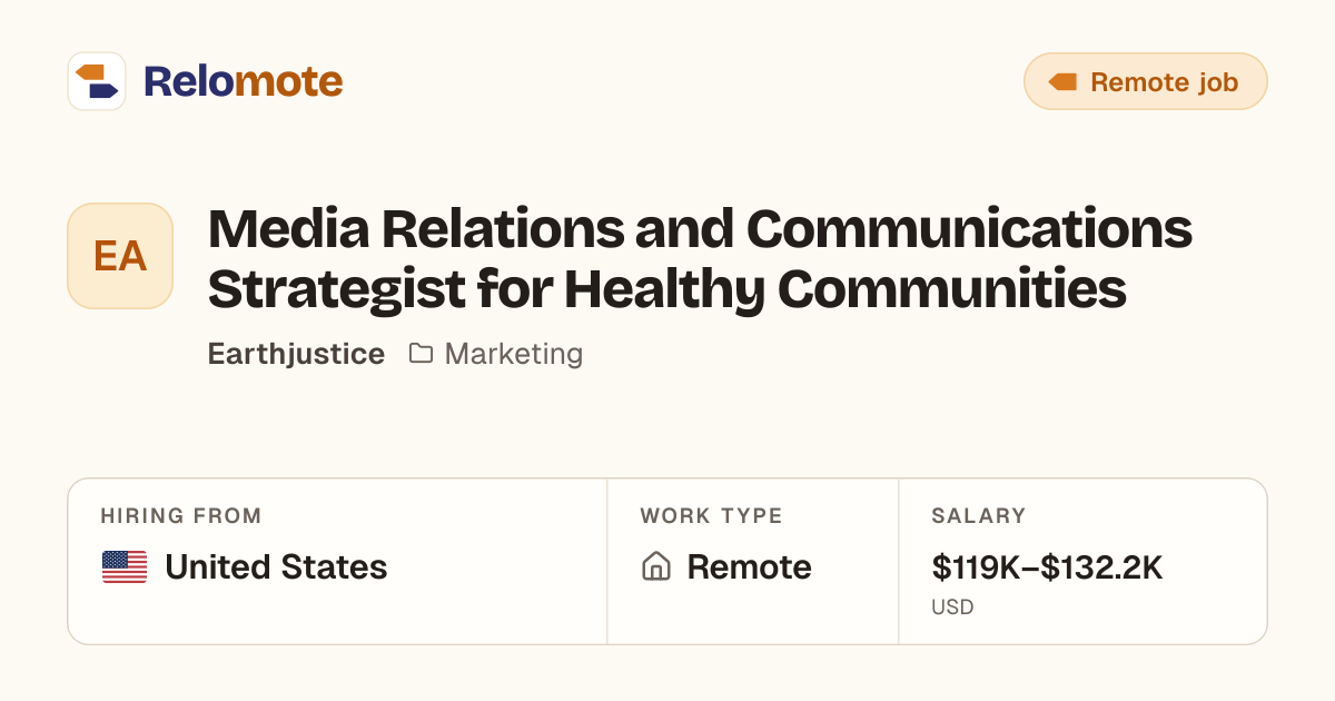 Media Relations and Communications Strategist for Healthy…