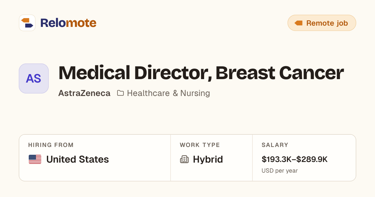 Medical Director, Breast Cancer at AstraZeneca | Relomote