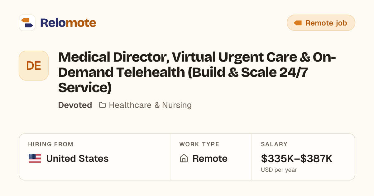 Medical Director, Virtual Urgent Care & On-Demand Telehealth (Build…