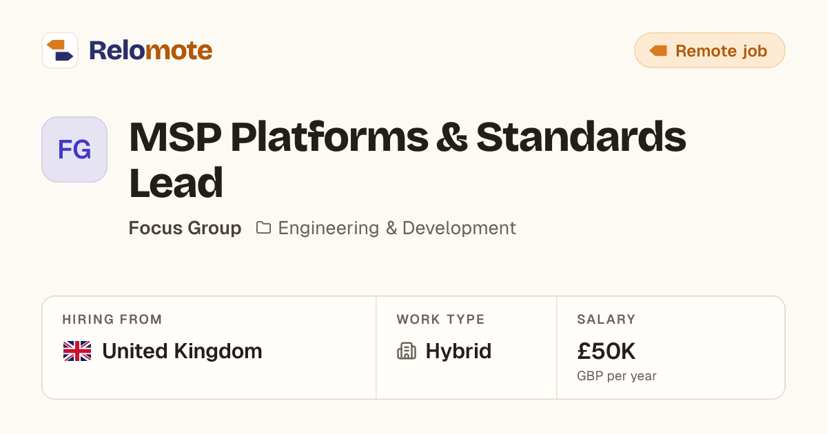 MSP Platforms & Standards Lead at Focus Group | Relomote