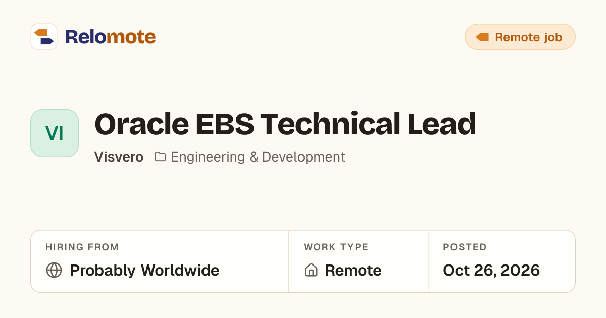 Oracle EBS Technical Lead at Visvero | Relomote