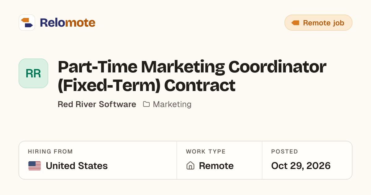 Part-Time Marketing Coordinator (Fixed-Term) Contract at Red River…