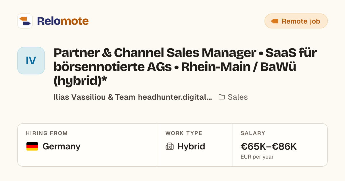 Partner & Channel Sales Manager • SaaS für börsennotierte AGs