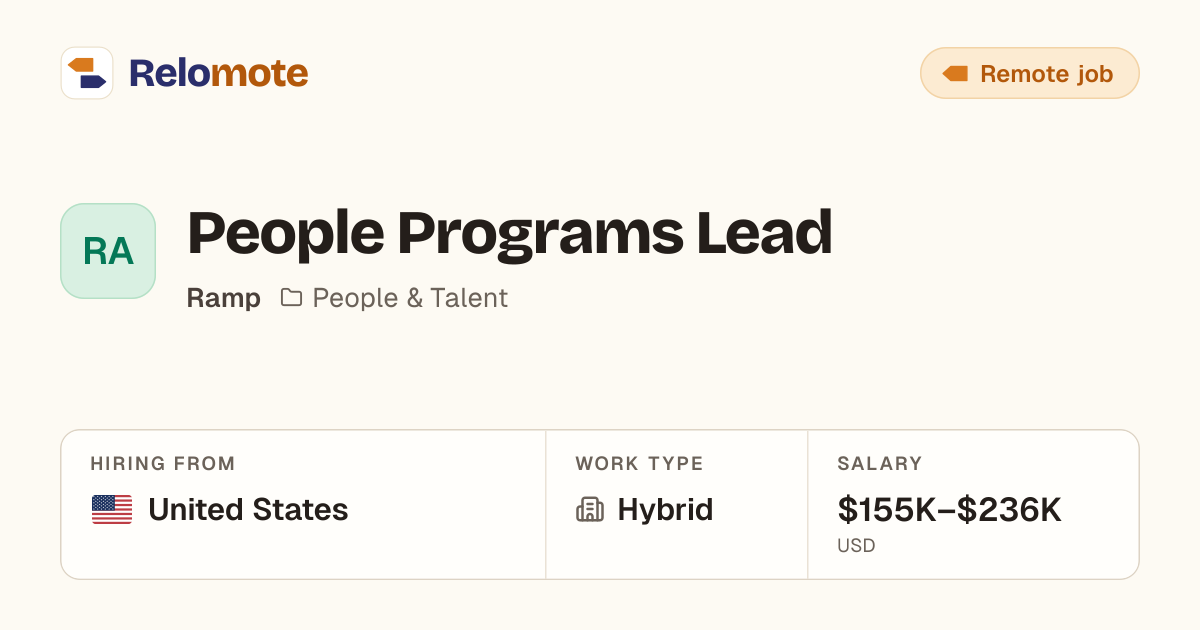 People Programs Lead at Ramp | Relomote