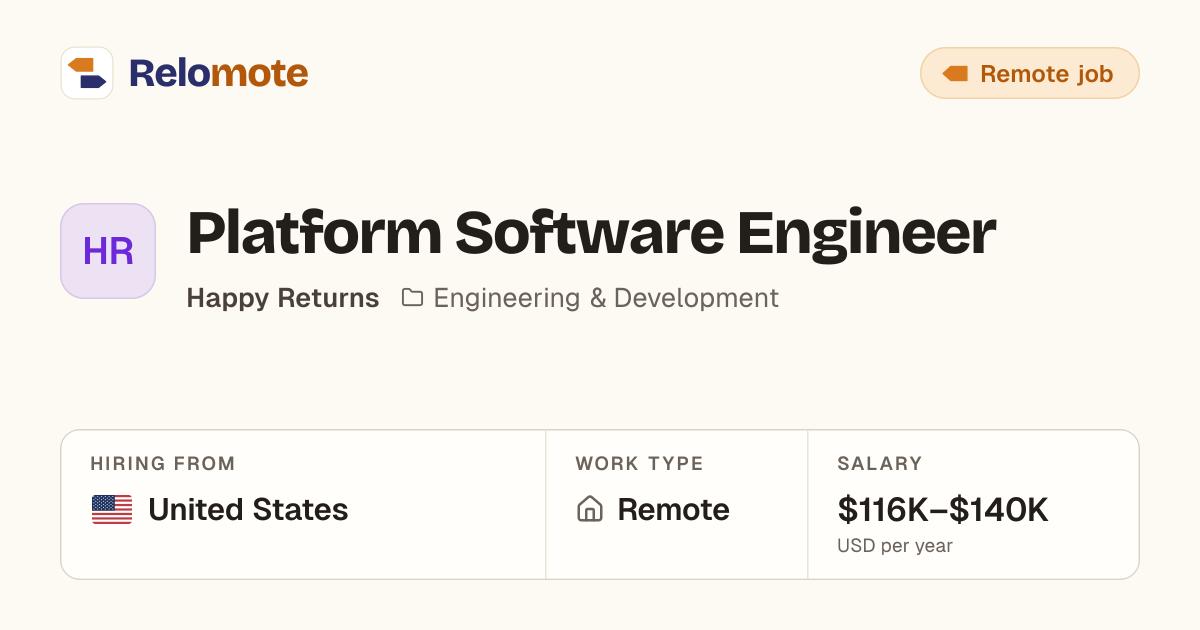 Platform Software Engineer at Happy Returns | Relomote