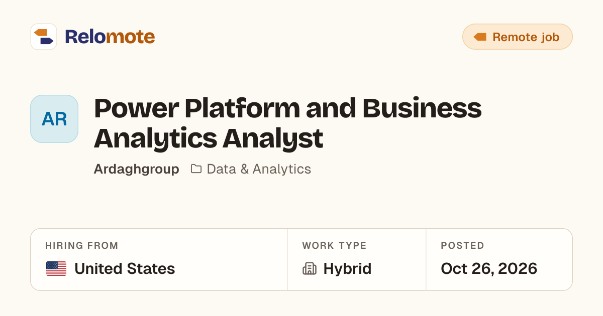 Power Platform and Business Analytics Analyst at Ardaghgroup