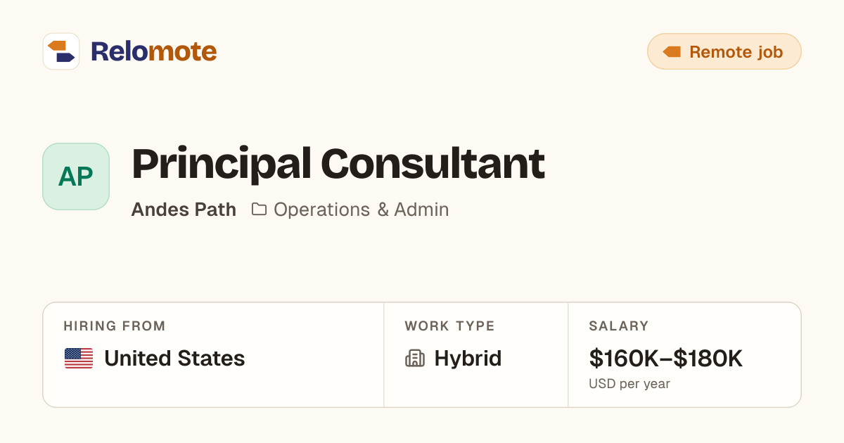Principal Consultant at Andes Path | Relomote