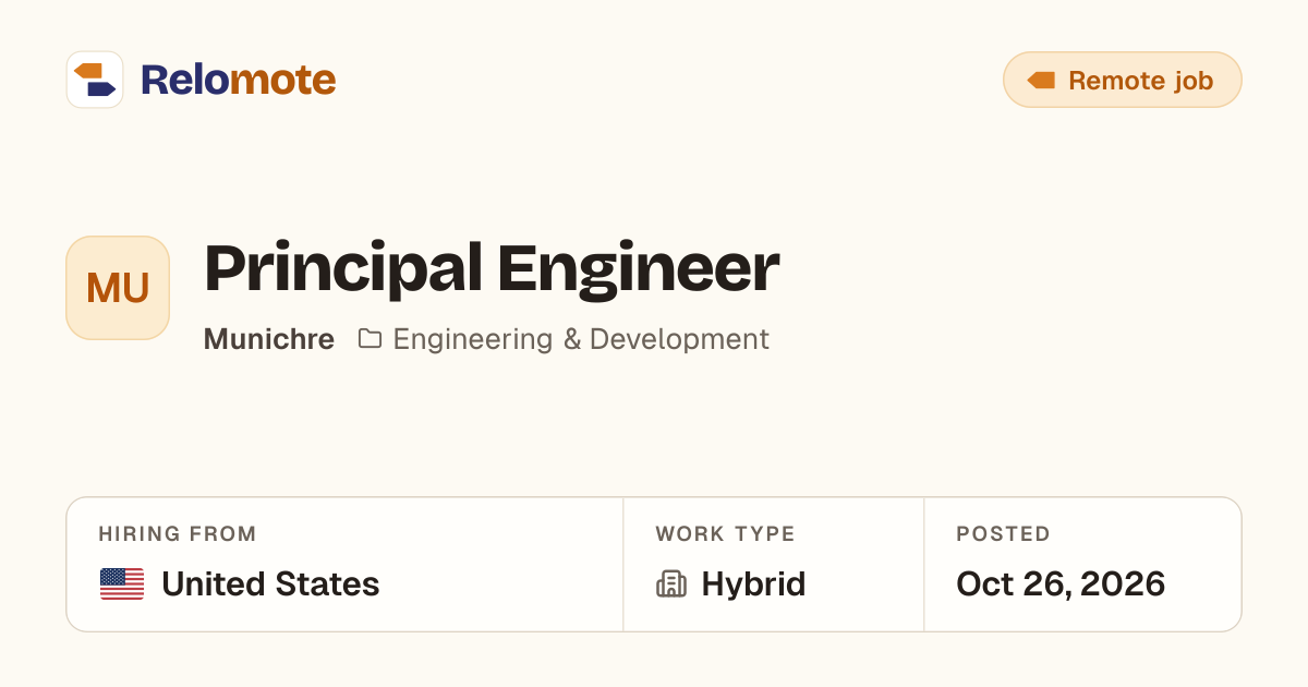 Principal Engineer at Munichre | Relomote
