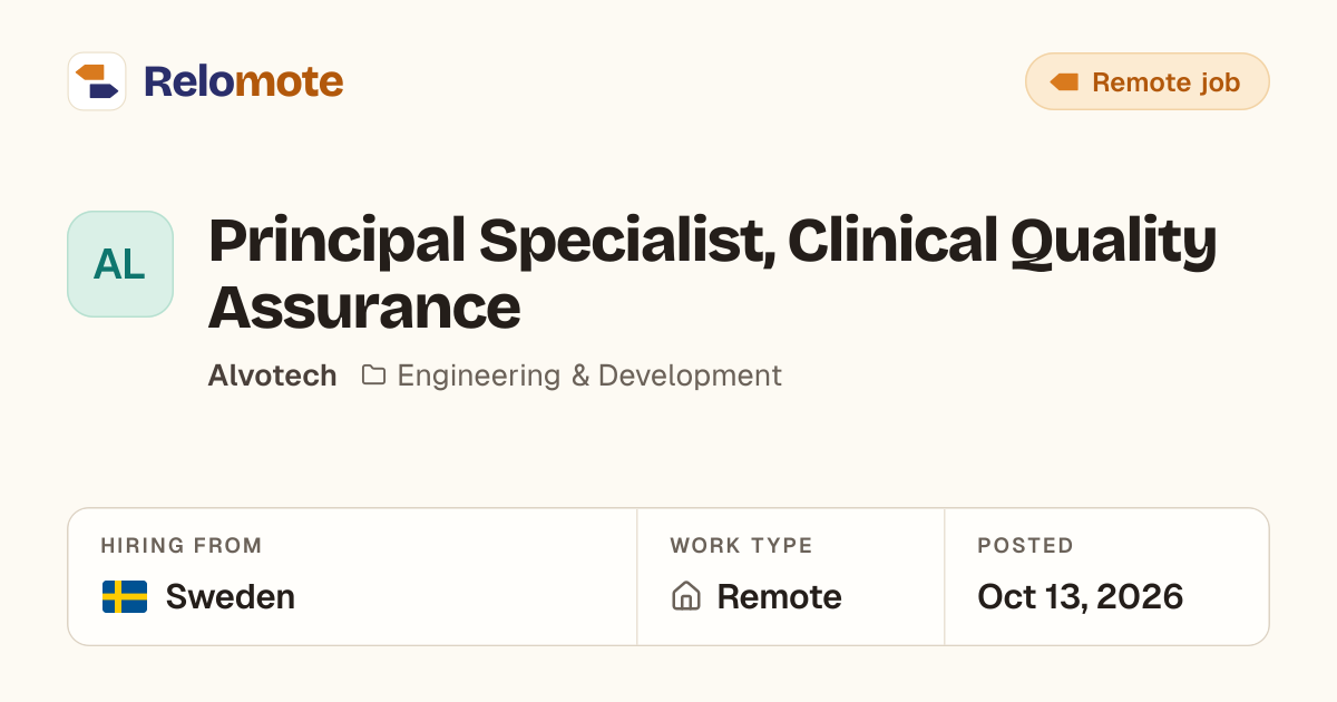 Principal Specialist, Clinical Quality Assurance at Alvotech
