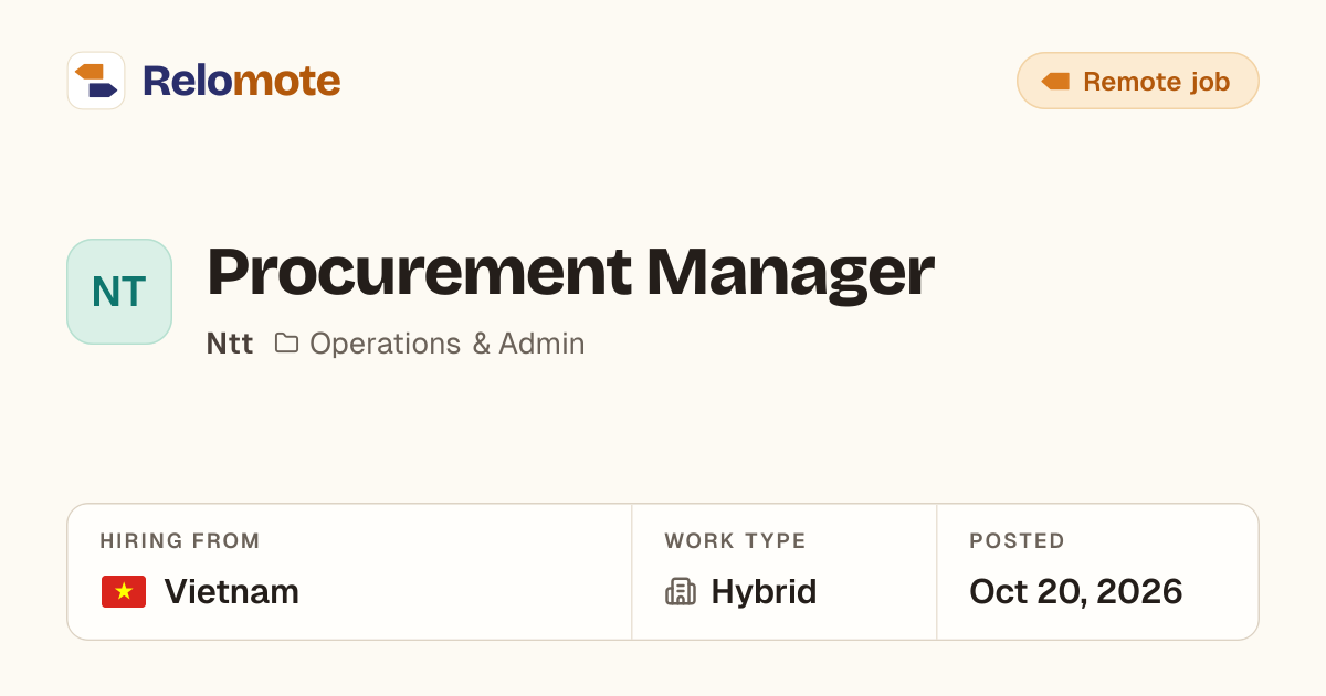 Procurement Manager at Ntt | Relomote