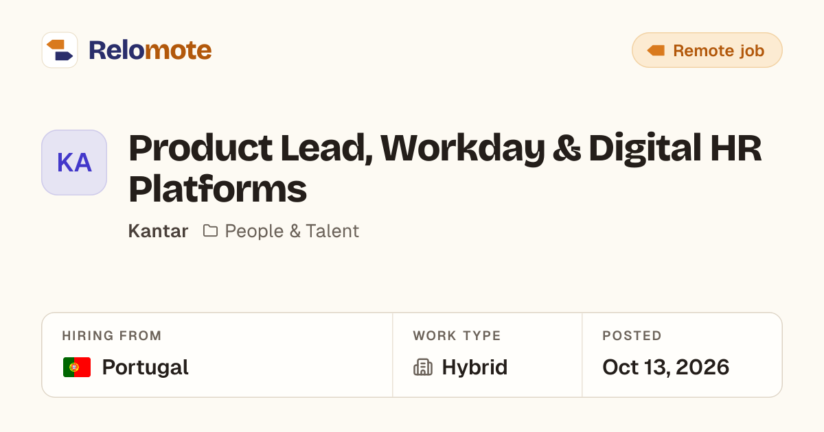 Product Lead, Workday & Digital HR Platforms at Kantar | Relomote