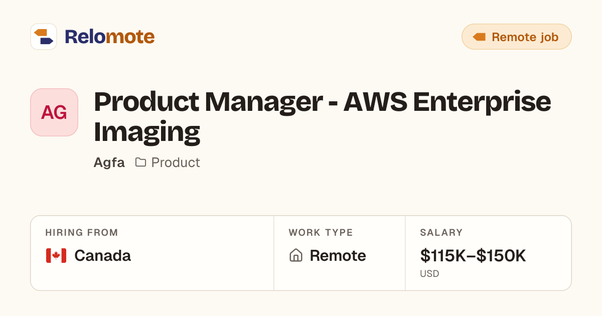 Product Manager - AWS Enterprise Imaging at Agfa | Relomote