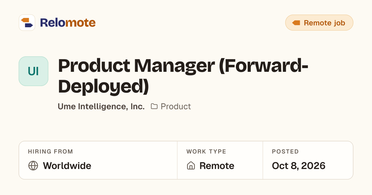 Product Manager (Forward-Deployed) at Ume Intelligence, Inc.