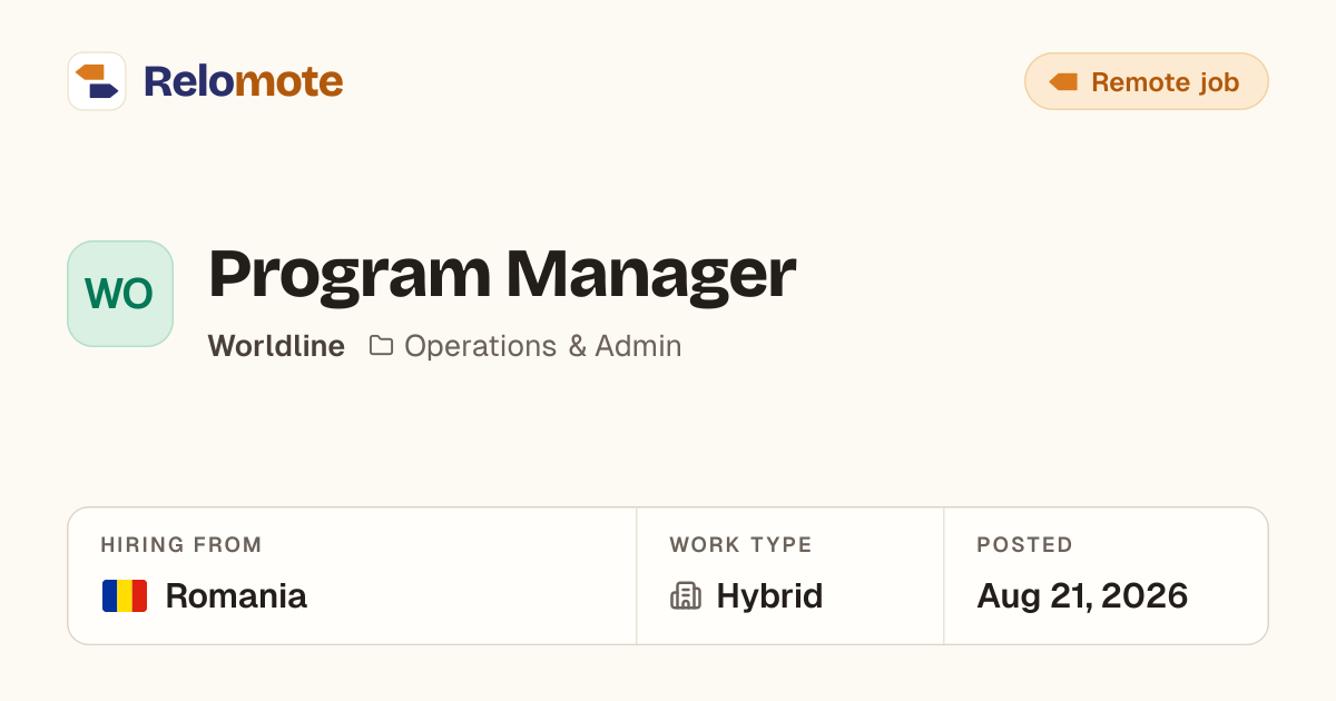 Program Manager at Worldline | Relomote