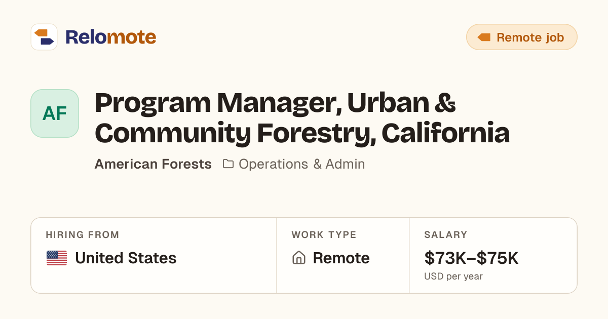 Program Manager, Urban & Community Forestry, California at American…